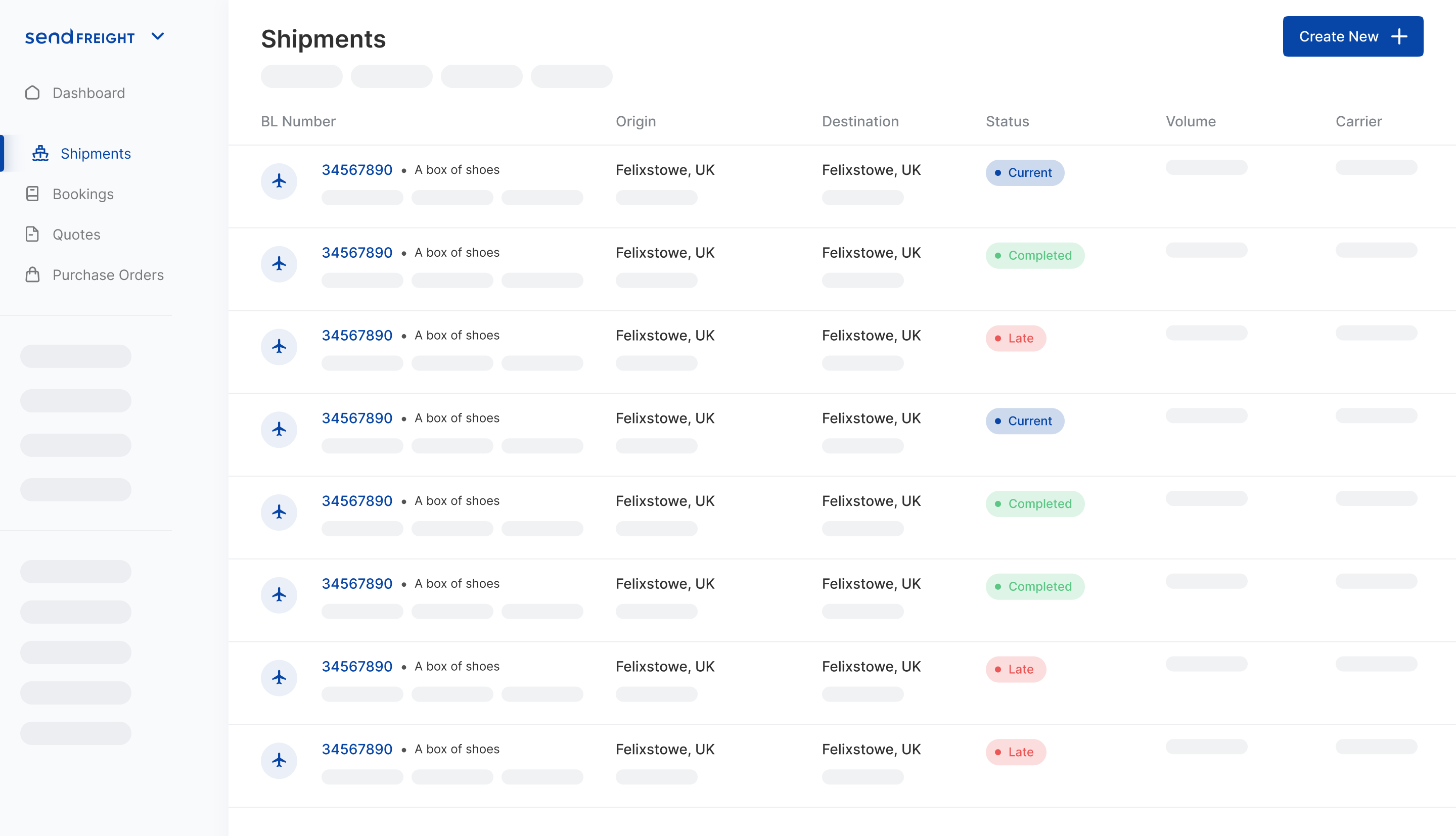 Shipments Dashboard